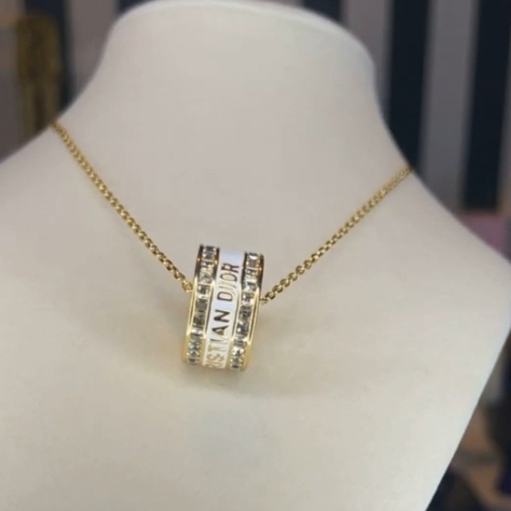 Dior Upcycled Necklace With Crystal Ring